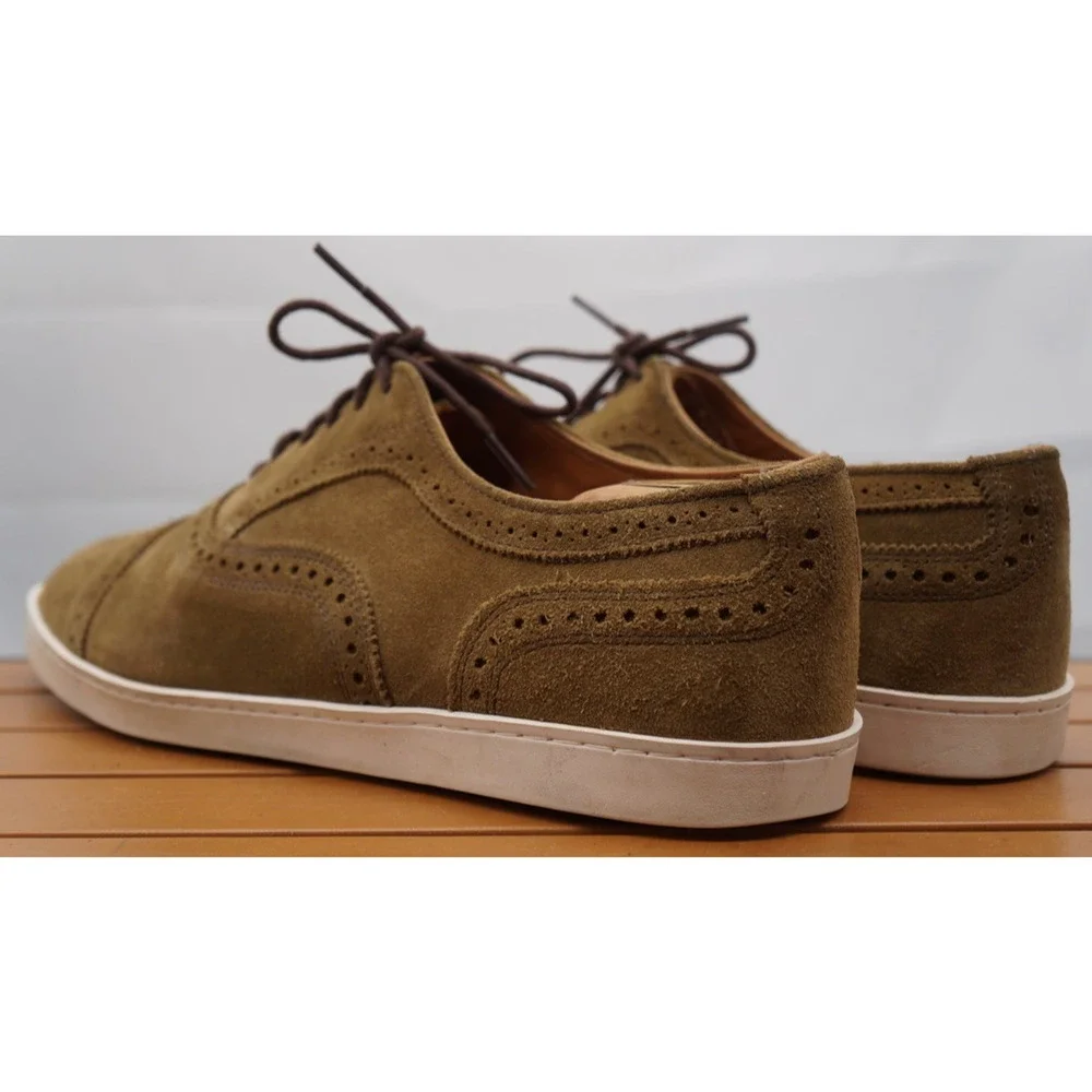 Allen Edmonds Strand $300 Men's Cap Toe Sneakers Shoes Size 10 D Suede Brown